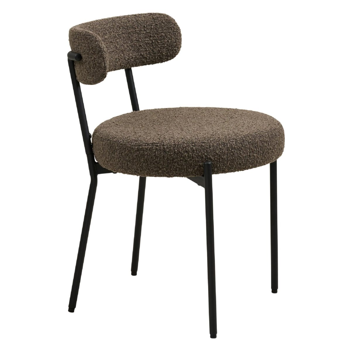 Set van 2 – Nest of Nora Eetkamerstoel Jaro bouclé – Zwarte poten – Bruin - Afbeelding 4