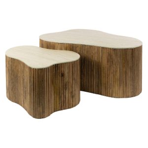 Nest of Nora Salontafel set Sora – Set van 2 Shamrock – Massief mangohout