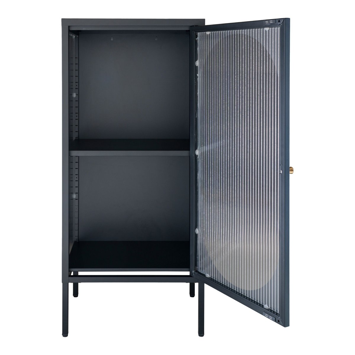 QUVIO Wandkast Adelaide – Zwart Staal en Glas – 50x35x110 cm - Afbeelding 5