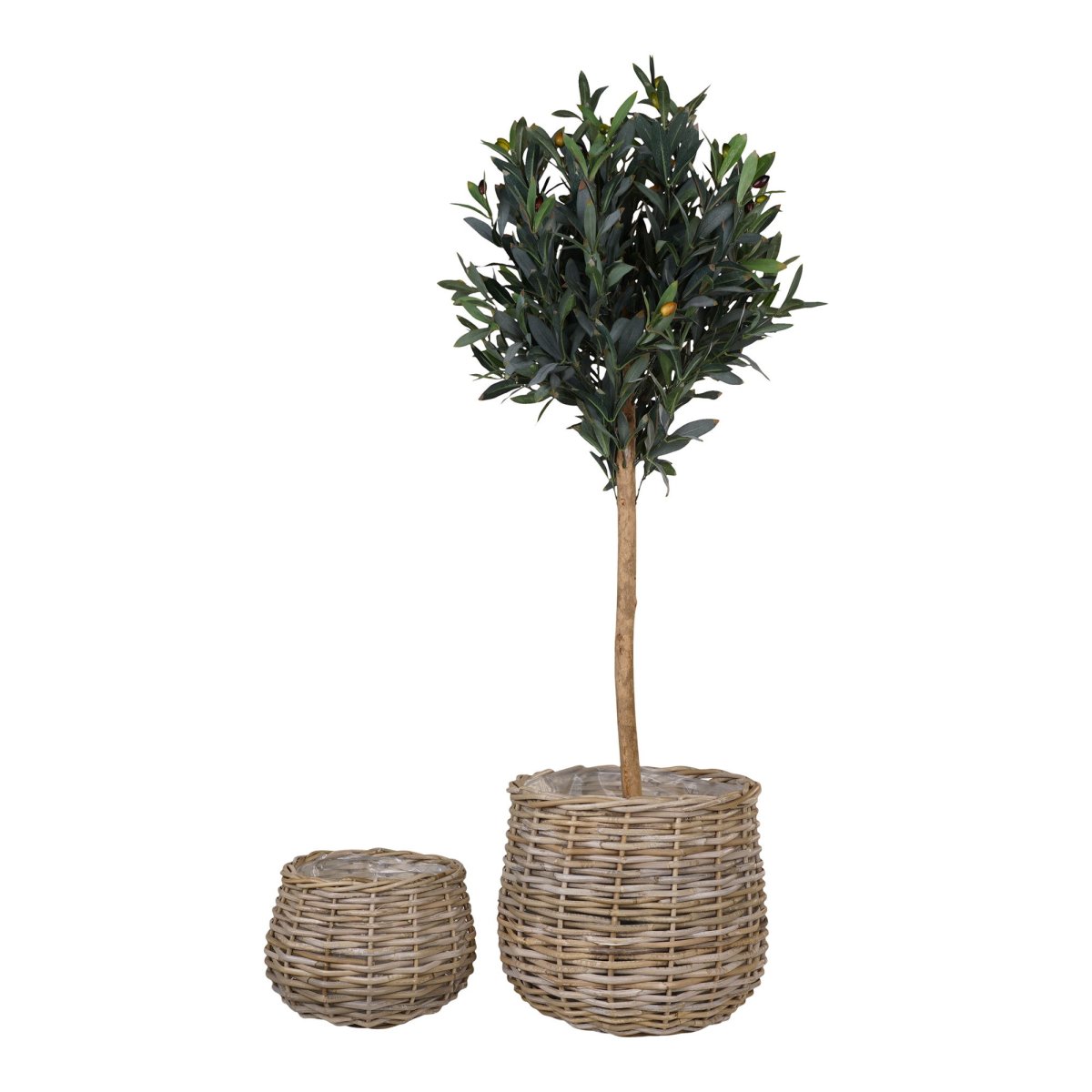 QUVIO Plantenmanden – Rattan – Naturel – Set van 2 - Afbeelding 4