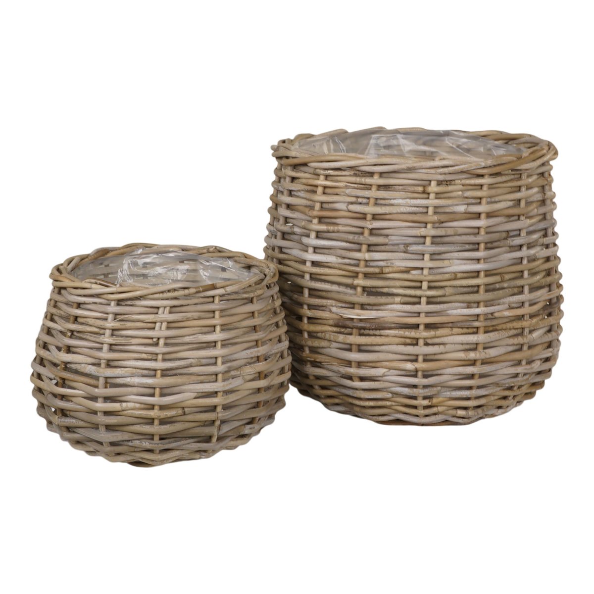 QUVIO Plantenmanden – Rattan – Naturel – Set van 2