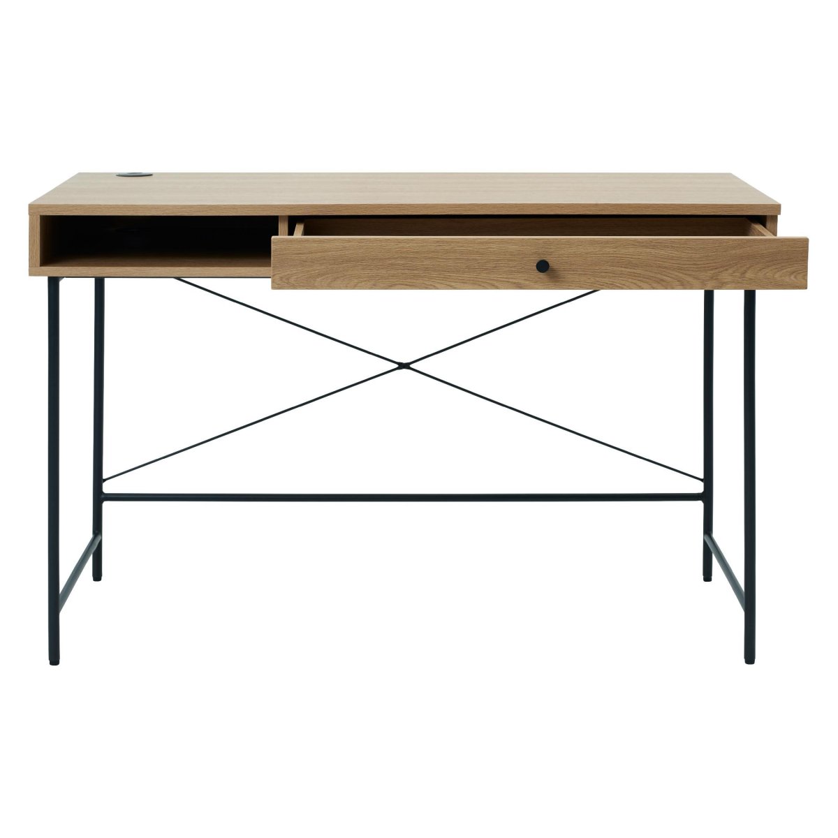 Nest of Nora Bureau Hilda – 120×60 met lade – Houten blad en zwart stalen onderstel – Naturel - Afbeelding 4