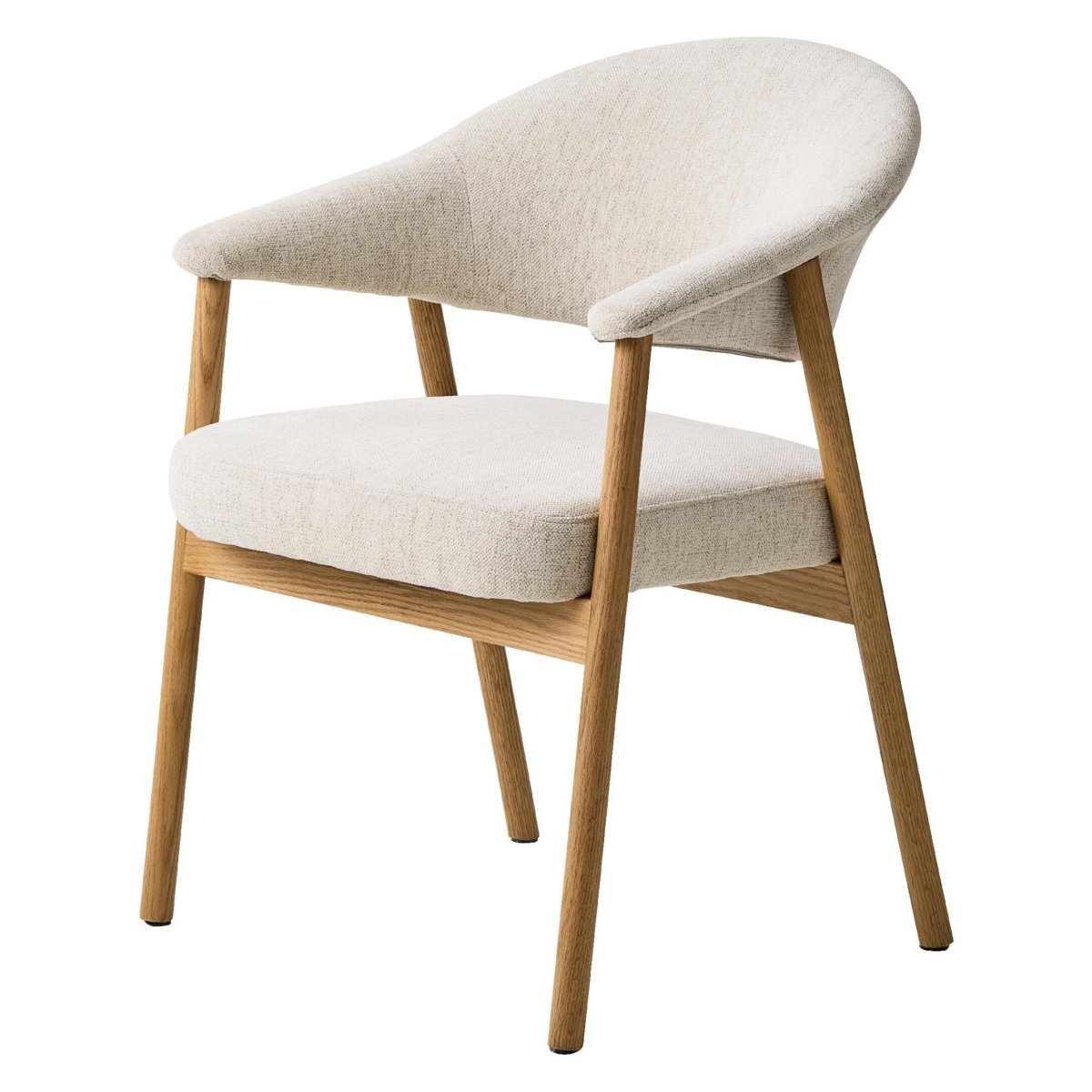 Set van 2 – Nest of Nora Eetkamerstoelen Niva met armleuningen – Natural eikenhouten poten – Beige - Afbeelding 2