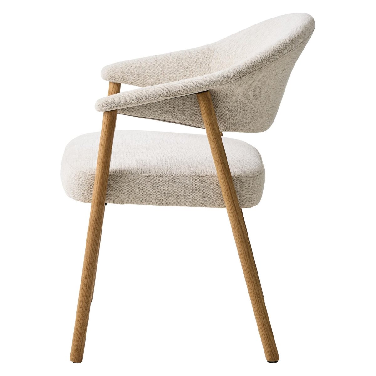 Set van 2 – Nest of Nora Eetkamerstoelen Niva met armleuningen – Natural eikenhouten poten – Beige - Afbeelding 4
