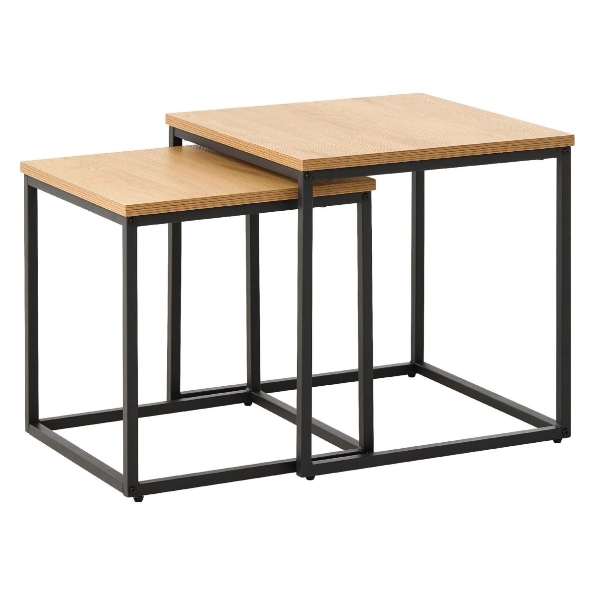 Nest of Nora Salontafel set van 2 Alma – Nestbaar – Eiken melamine met metalen poten – 50x50cm – Naturel - Afbeelding 2
