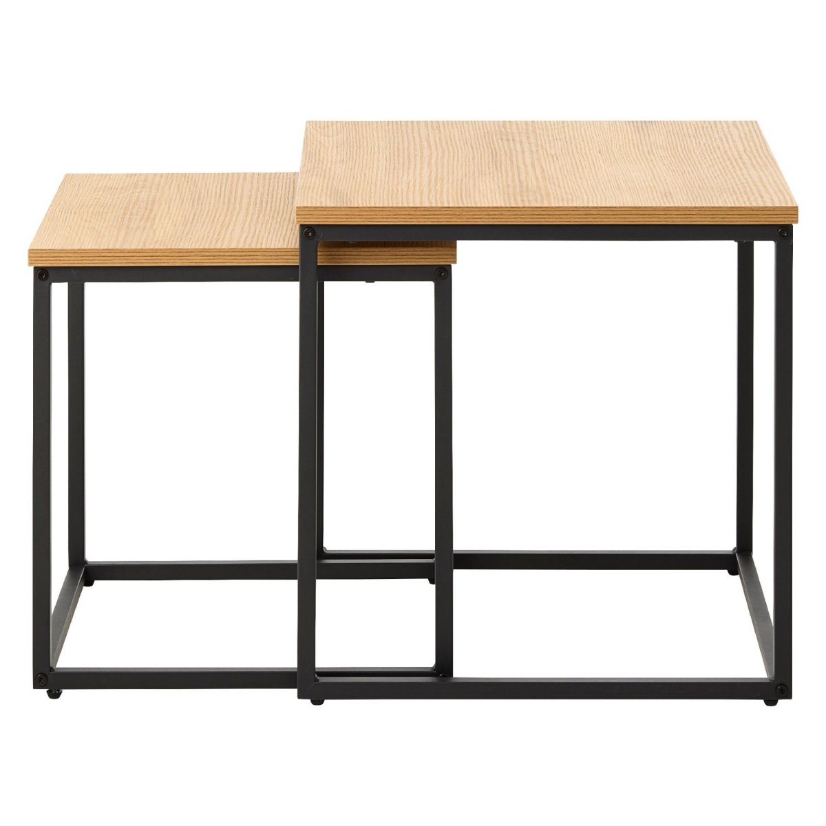Nest of Nora Salontafel set van 2 Alma – Nestbaar – Eiken melamine met metalen poten – 50x50cm – Naturel - Afbeelding 4