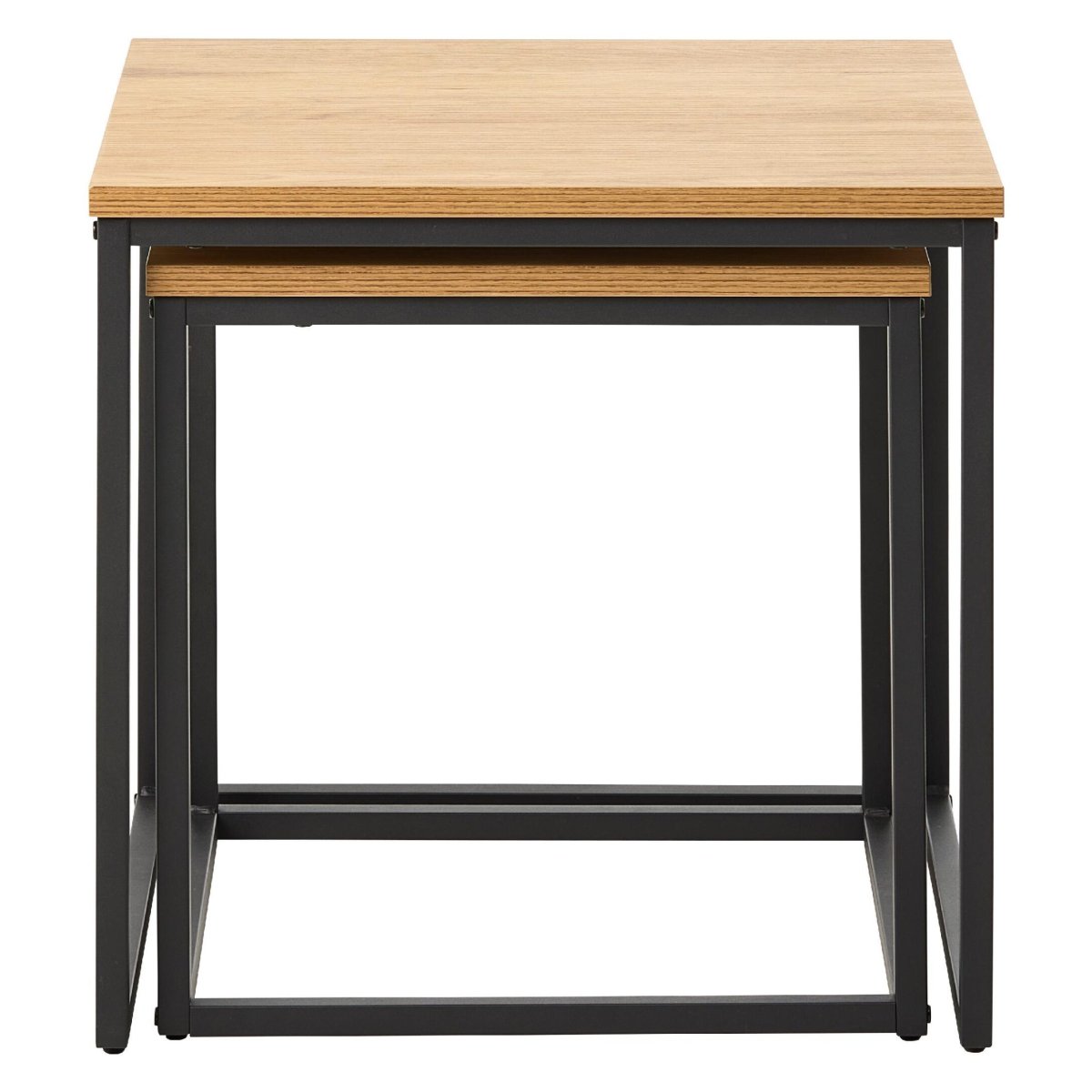 Nest of Nora Salontafel set van 2 Alma – Nestbaar – Eiken melamine met metalen poten – 50x50cm – Naturel - Afbeelding 3