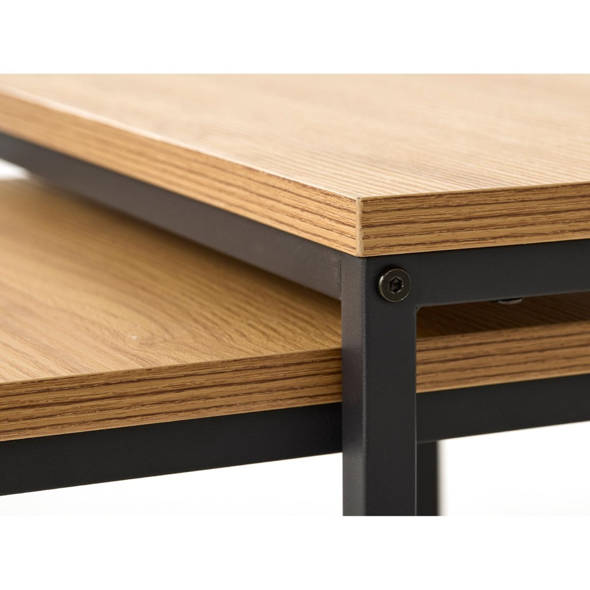 Nest of Nora Salontafel set van 2 Alma – Nestbaar – Eiken melamine met metalen poten – 50x50cm – Naturel - Afbeelding 7