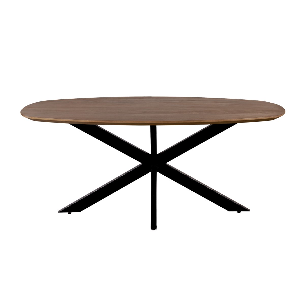 QUVIO Eettafel Sofia – Deens Ovaal – 220 x 110 cm – Stalen kruispoot – FSC® gecertificeerd mangohout – Bruin - Afbeelding 3