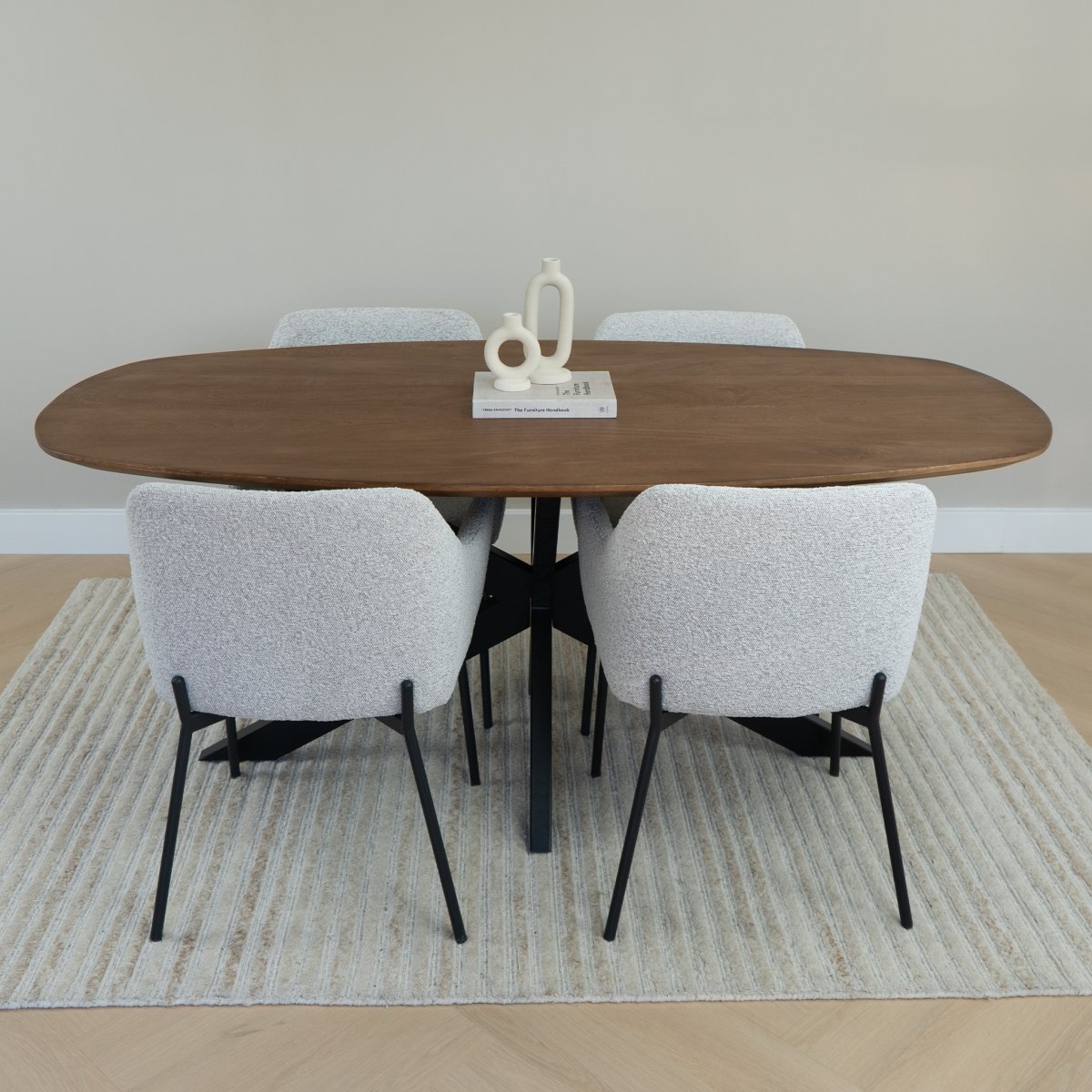 QUVIO Eettafel Sofia – Deens Ovaal – 180 x 90 cm – Stalen kruispoot – FSC® gecertificeerd mangohout – Bruin - Afbeelding 6