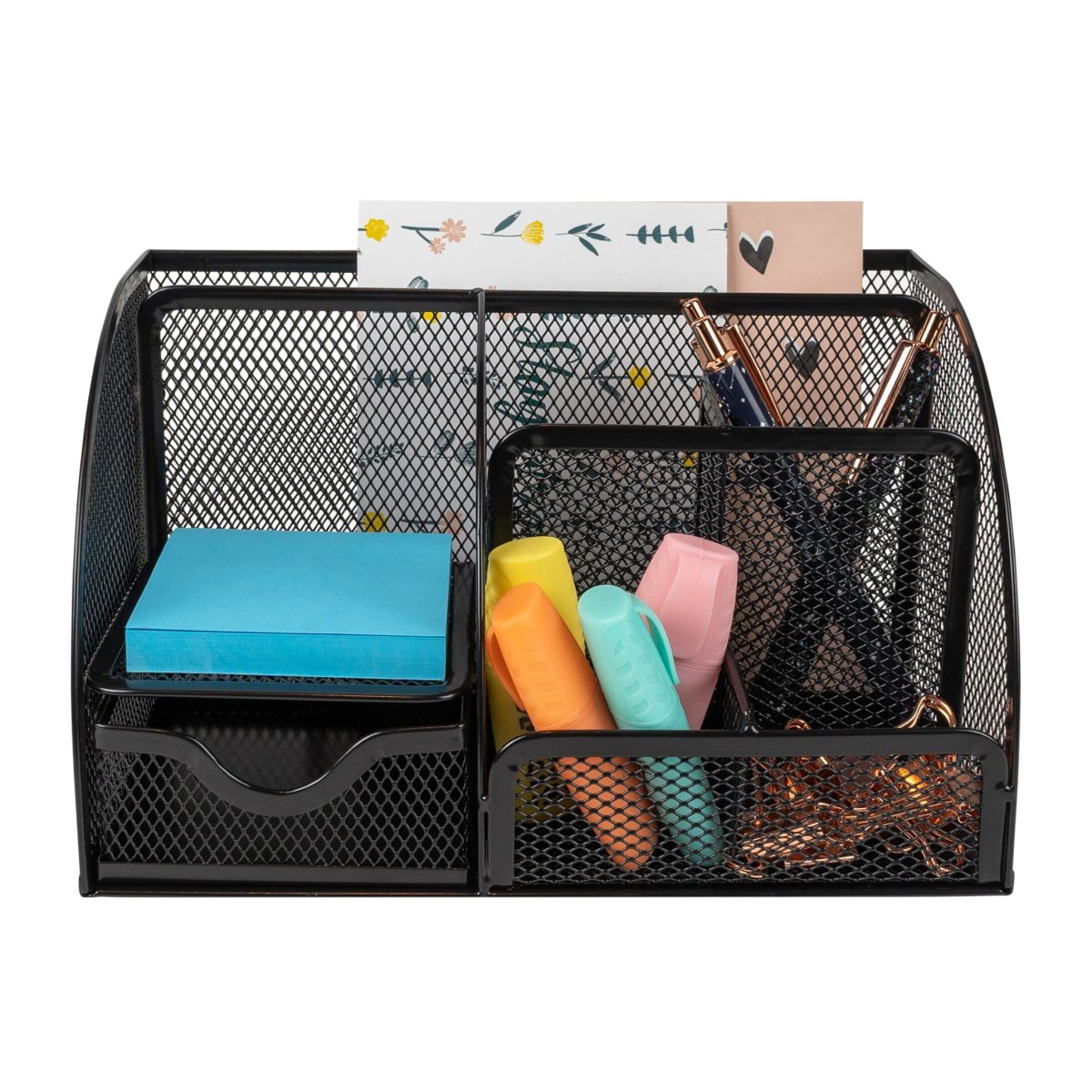 QUVIO Bureau organizer – 5 vakken + 1 lade – Draadstaal - Afbeelding 3