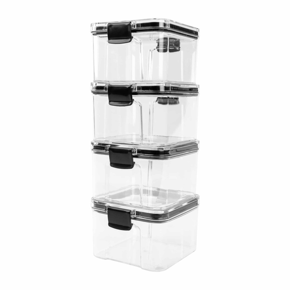 Krumble Voorraadpotten set van 4 – Met deksel – Kunststof – 460 ml – Transparant en zwart - Afbeelding 4