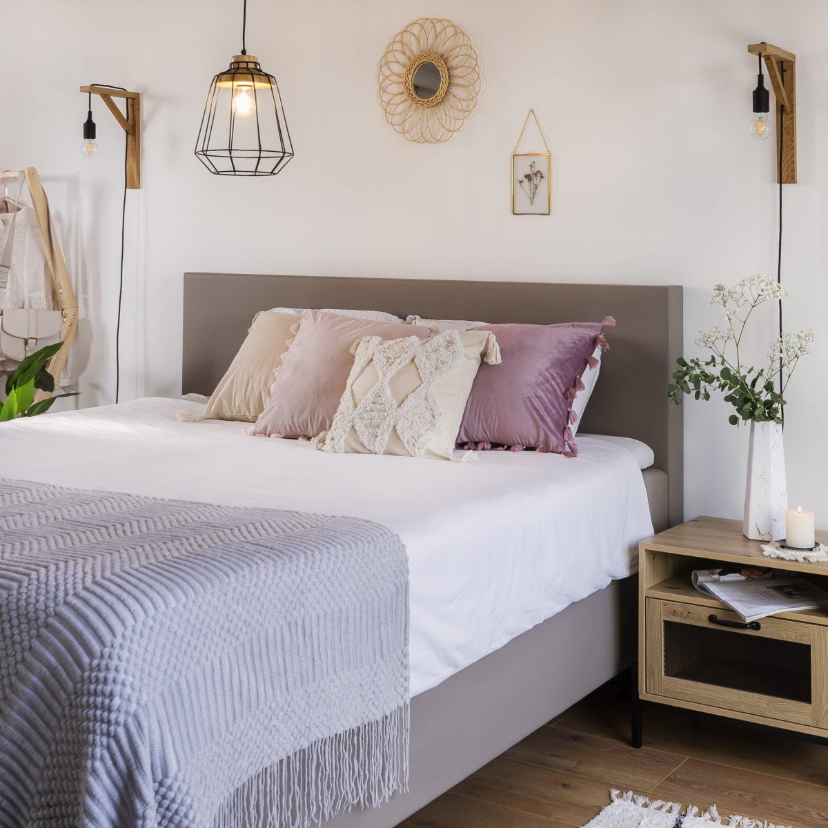 QUVIO Kussenhoes Bohemian met franjes – Kleine ruiten – 45 x 45 cm - Afbeelding 6