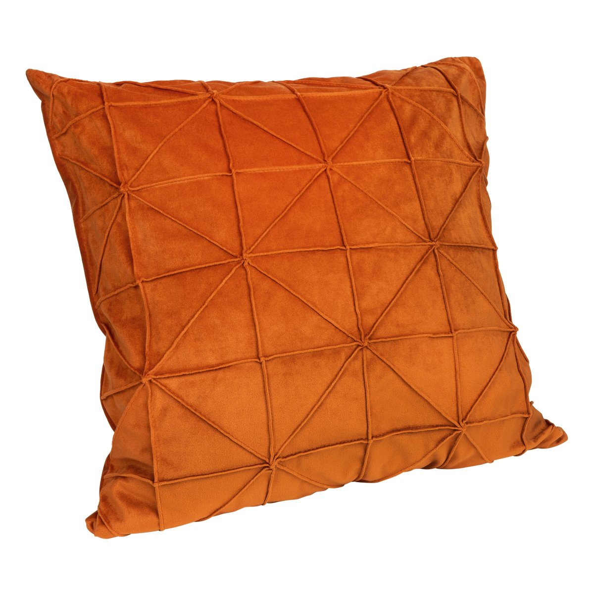 QUVIO Kussenhoes geruit met driehoek – Fluweel – 50 x 50 cm – Oranje - Afbeelding 3