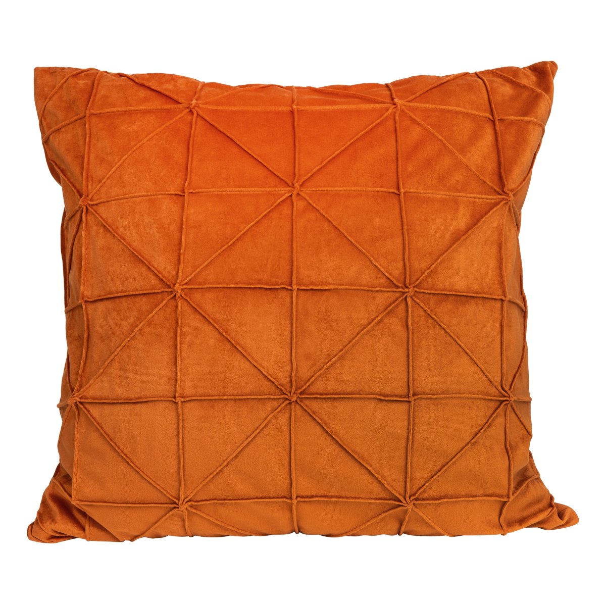QUVIO Kussenhoes geruit met driehoek – Fluweel – 50 x 50 cm – Oranje