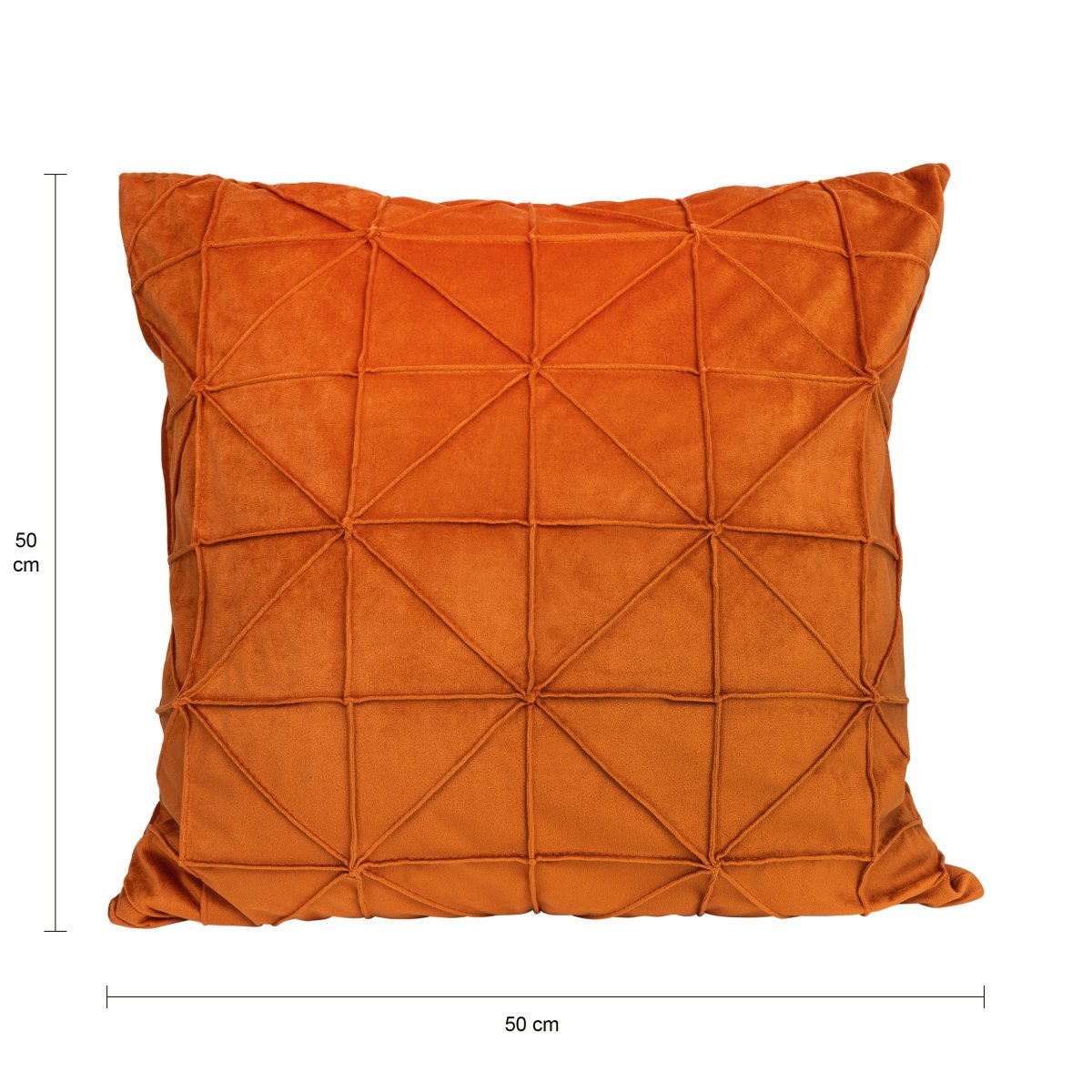 QUVIO Kussenhoes geruit met driehoek – Fluweel – 50 x 50 cm – Oranje - Afbeelding 4