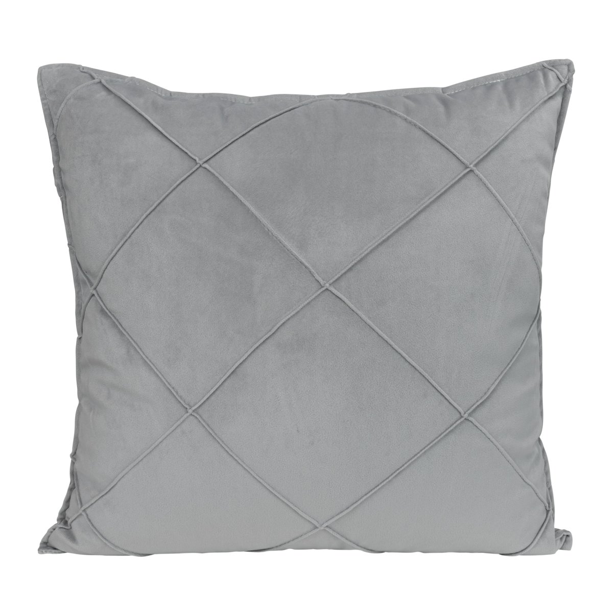 QUVIO Kussenhoes geruit – Fluweel – 50 x 50 cm – Grijs - Afbeelding 3