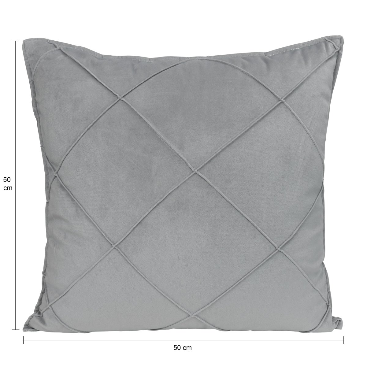 QUVIO Kussenhoes geruit – Fluweel – 50 x 50 cm – Grijs - Afbeelding 4