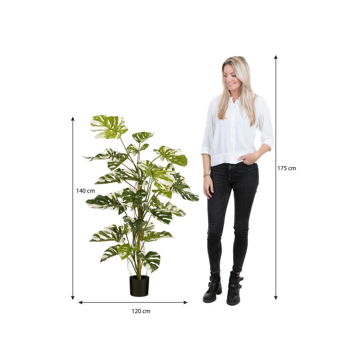 Monsteraboom Kunstplant - H140 x Ø120 cm - Groen - Afbeelding 6