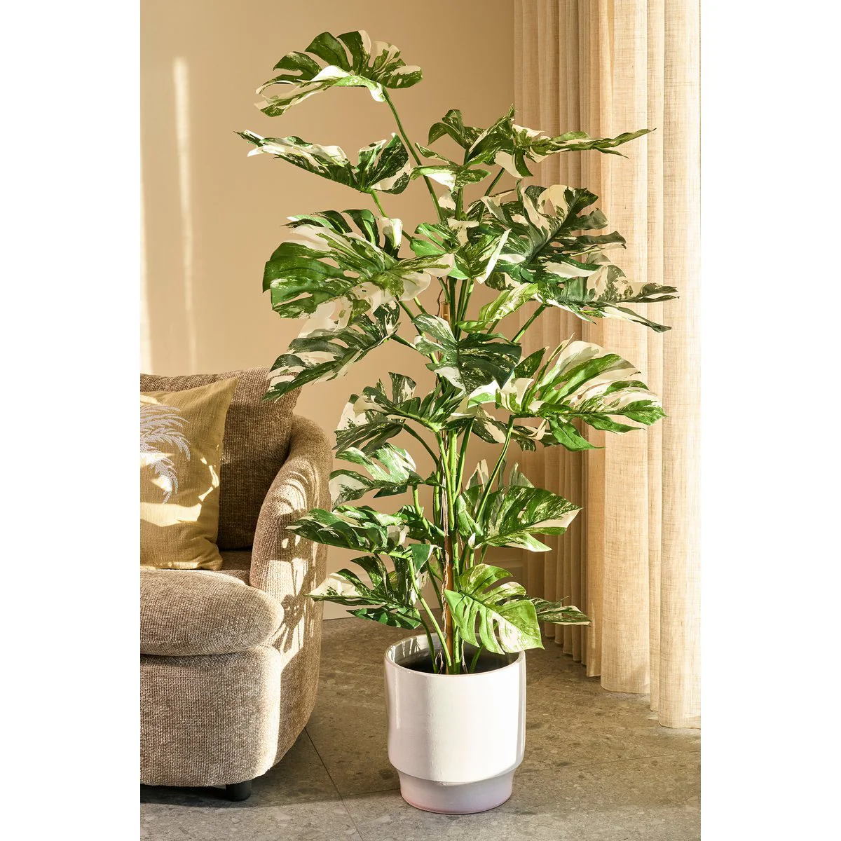 Monsteraboom Kunstplant - H140 x Ø120 cm - Groen - Afbeelding 7