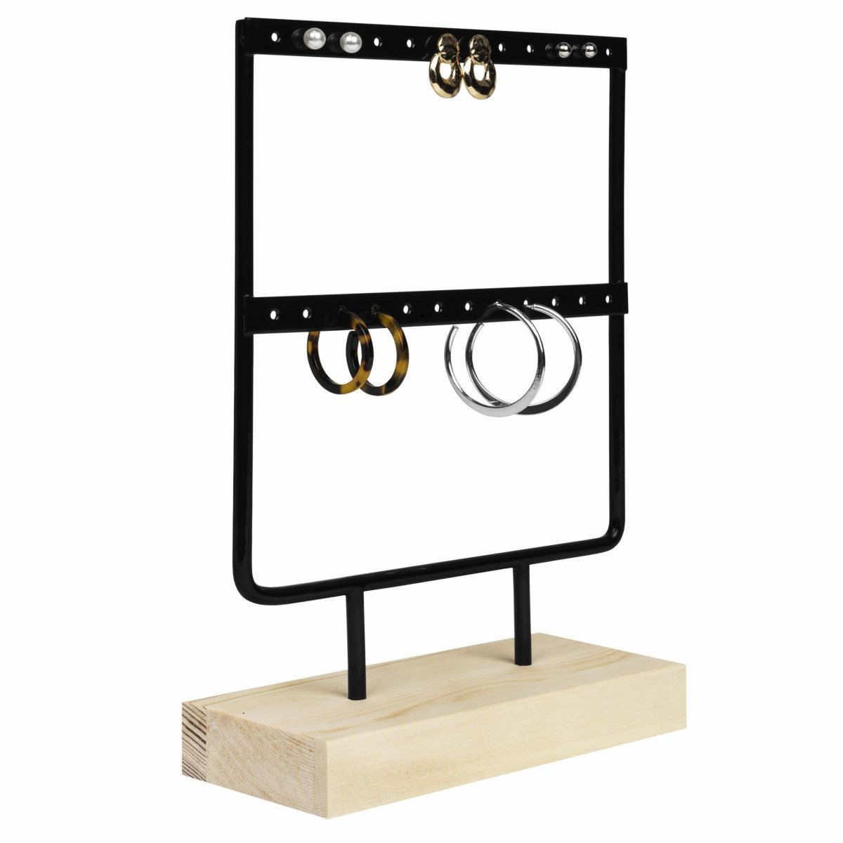 LYVION Oorbellenrekje – Voor 12 paar oorbellen – Houten voet - Afbeelding 2