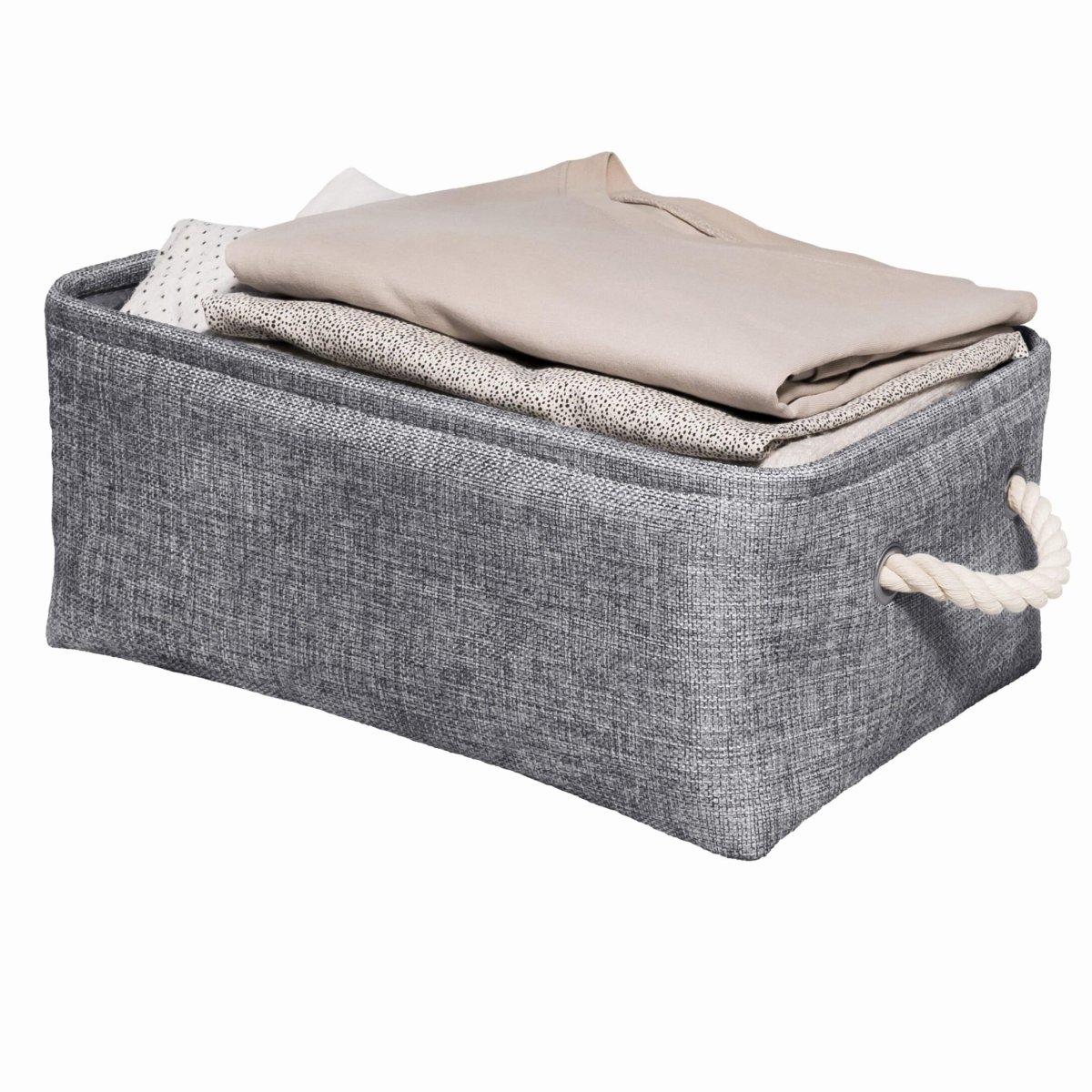 QUVIO Opbergmand – Katoen en linnen – Grijs - Afbeelding 2