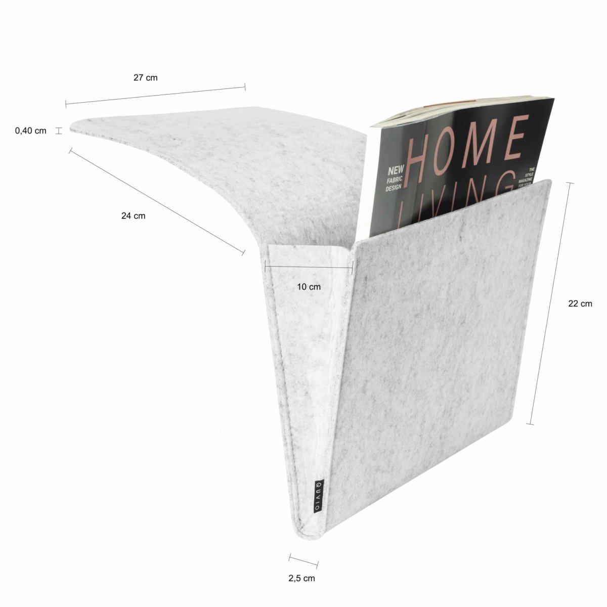 QUVIO Opbergzak voor aan bed of bank – Vilten – Grijs - Afbeelding 3