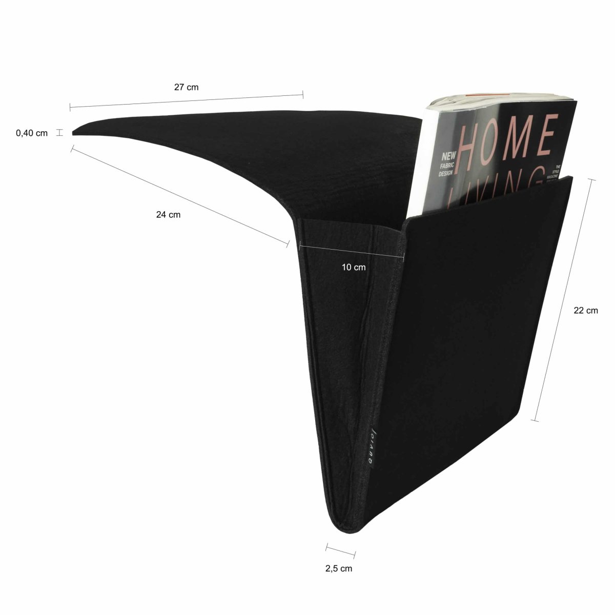 QUVIO Opbergzak voor aan bed of bank – Vilten – Zwart - Afbeelding 3