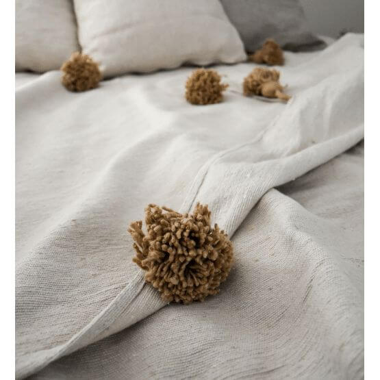 Pompondeken creme en beige - Afbeelding 4