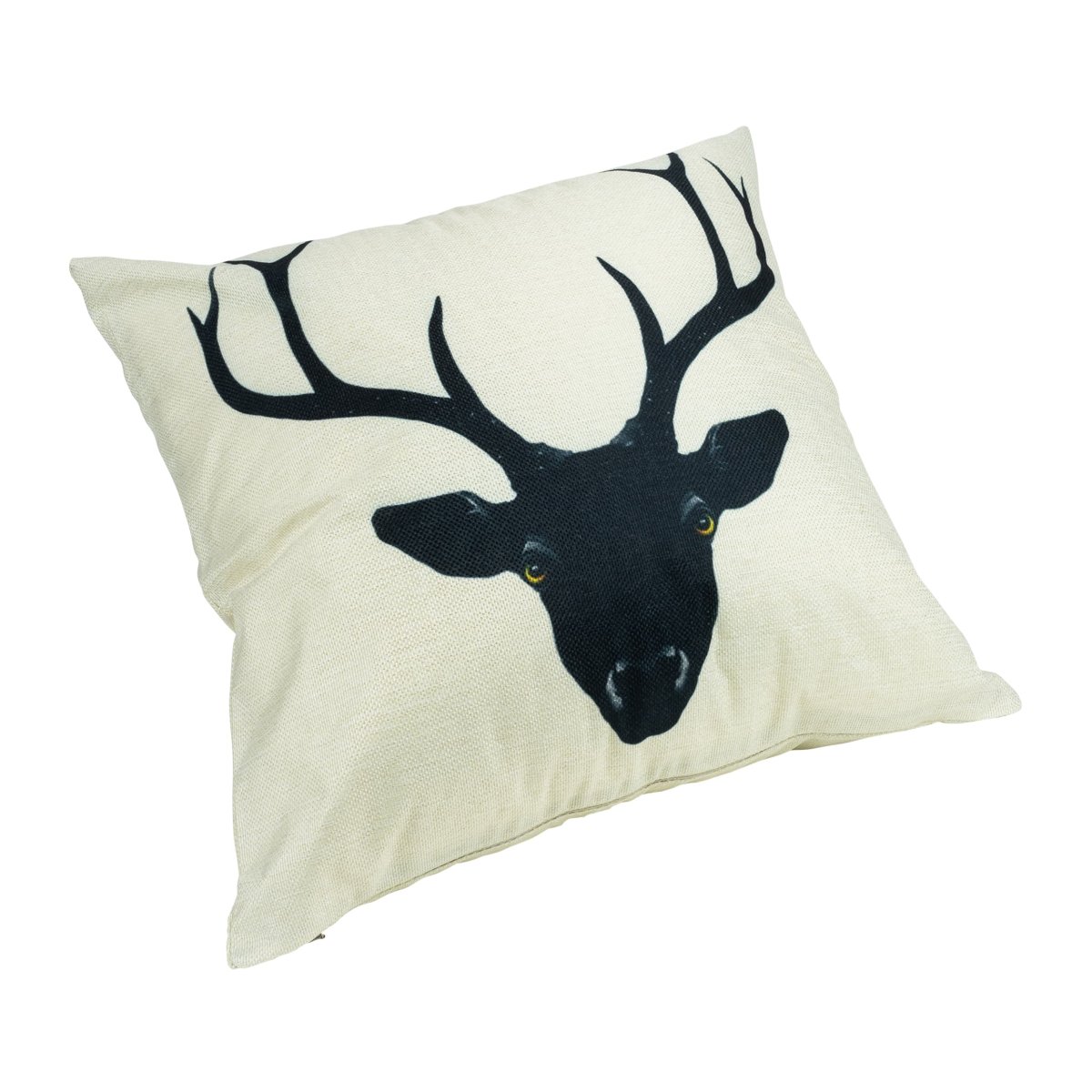 QUVIO Kussenhoes met rendier – 45 x 45 cm – Zwart en Beige - Afbeelding 4