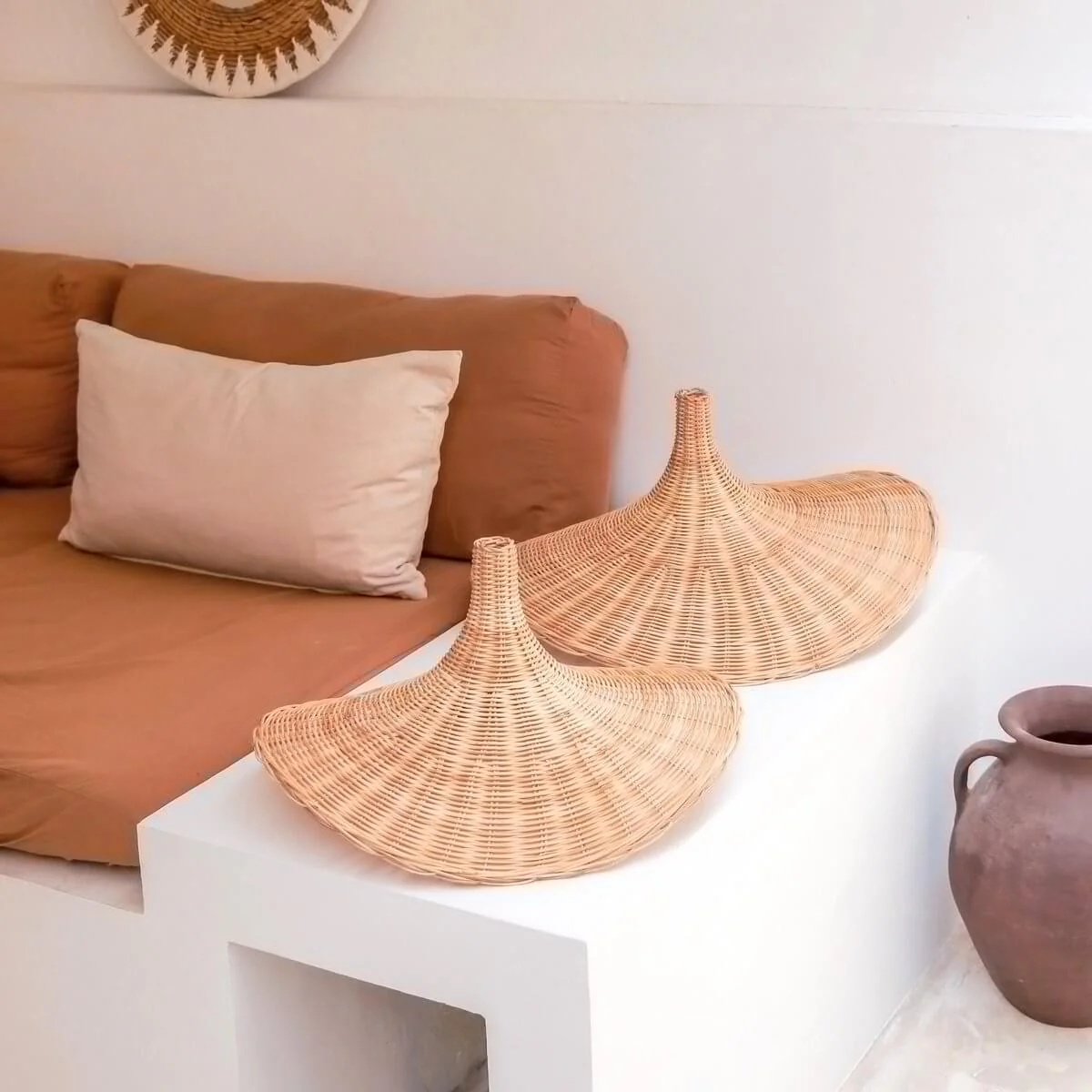 Rotanlamp | Natuurlijke lampenkap SAYAN trechtervormige hanglamp gemaakt van natuurlijke vezels (2 maten) - Afbeelding 7