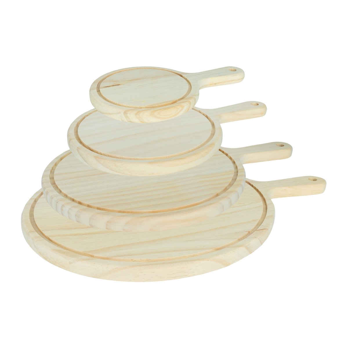 Krumble Serveerplank rond – Set van 4 – Hout - Afbeelding 2