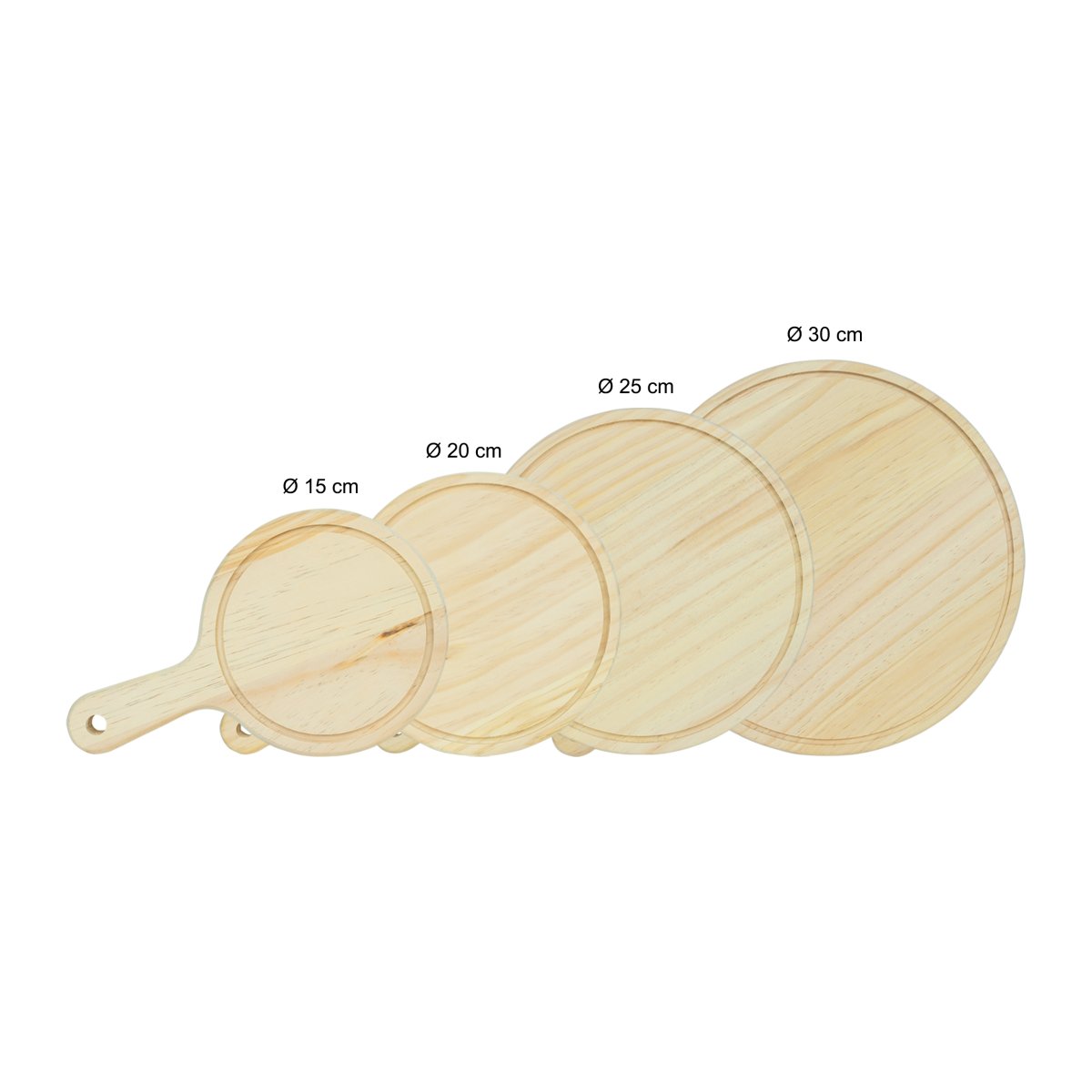 Krumble Serveerplank rond – Set van 4 – Hout - Afbeelding 4