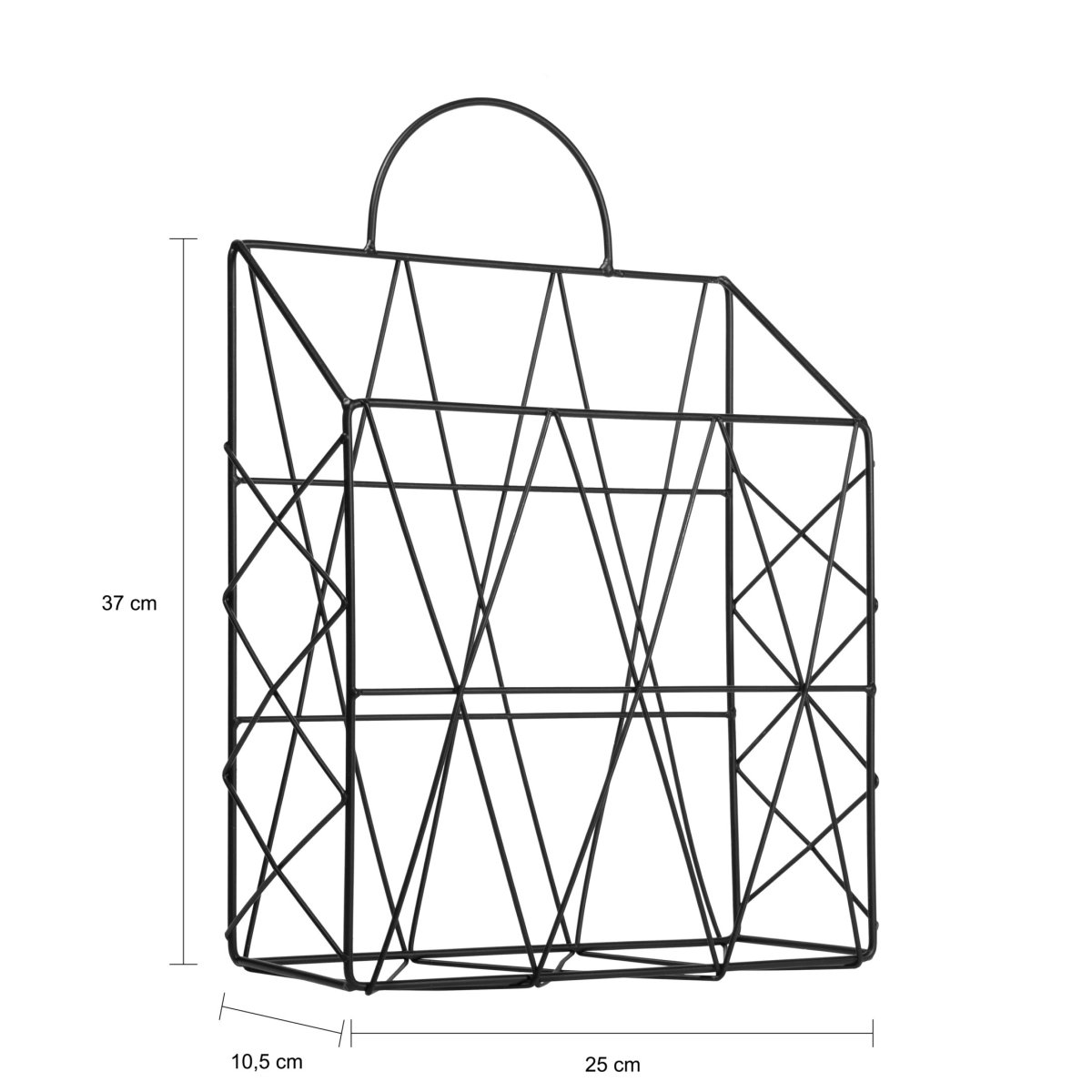 QUVIO Tijdschriftenrek voor wandmontage – Draadstaal – 10.5 x 25 x 37 cm - Afbeelding 3