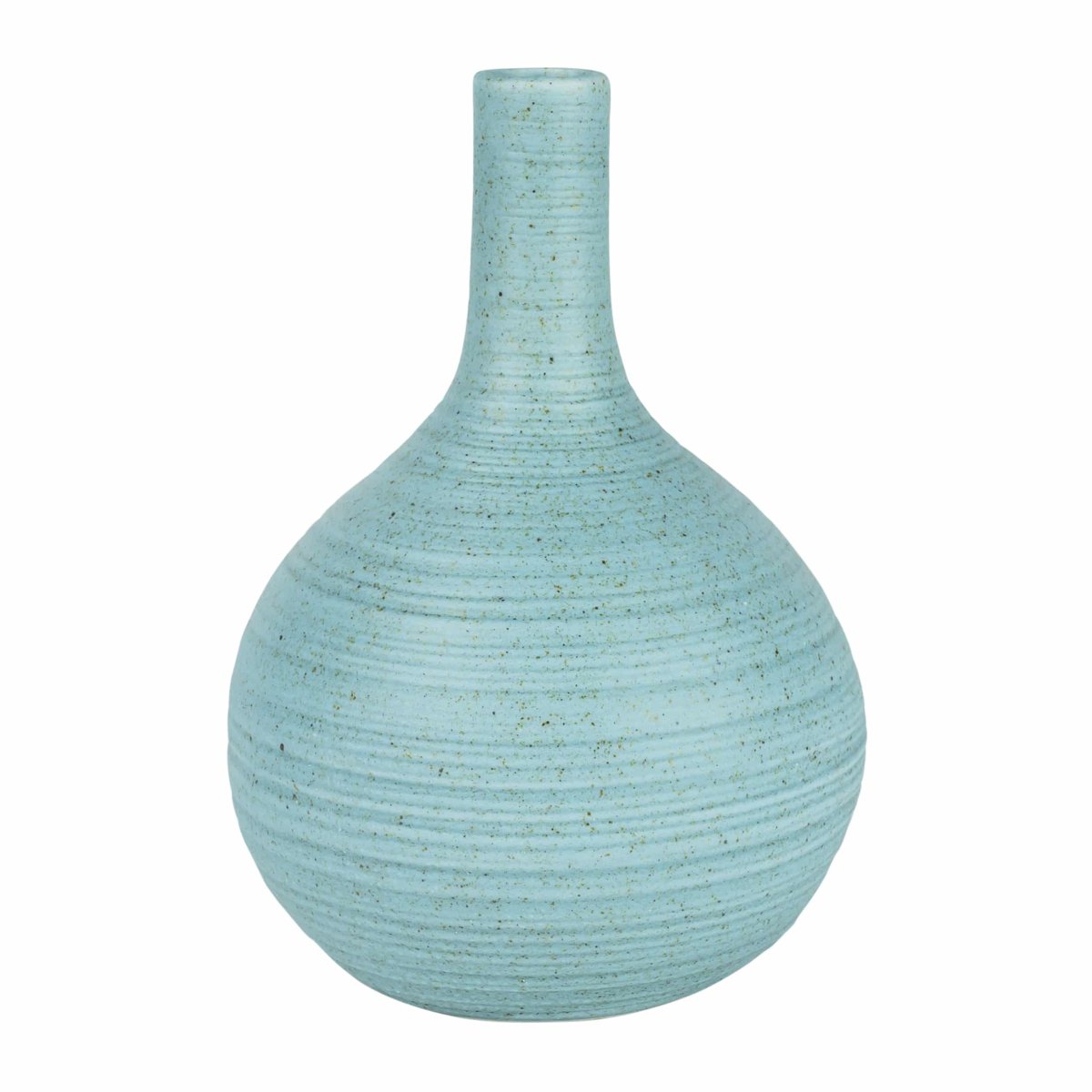QUVIO Vaas bol met smalle hals – Keramiek – Lichtblauw - Afbeelding 2