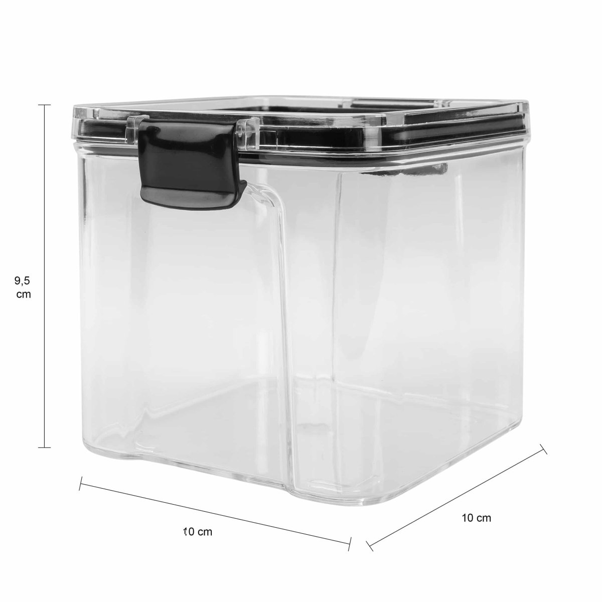 Krumble Voorraadpotten set van 4 – Met deksel – Kunststof – 700 ml – Transparant en zwart - Afbeelding 4