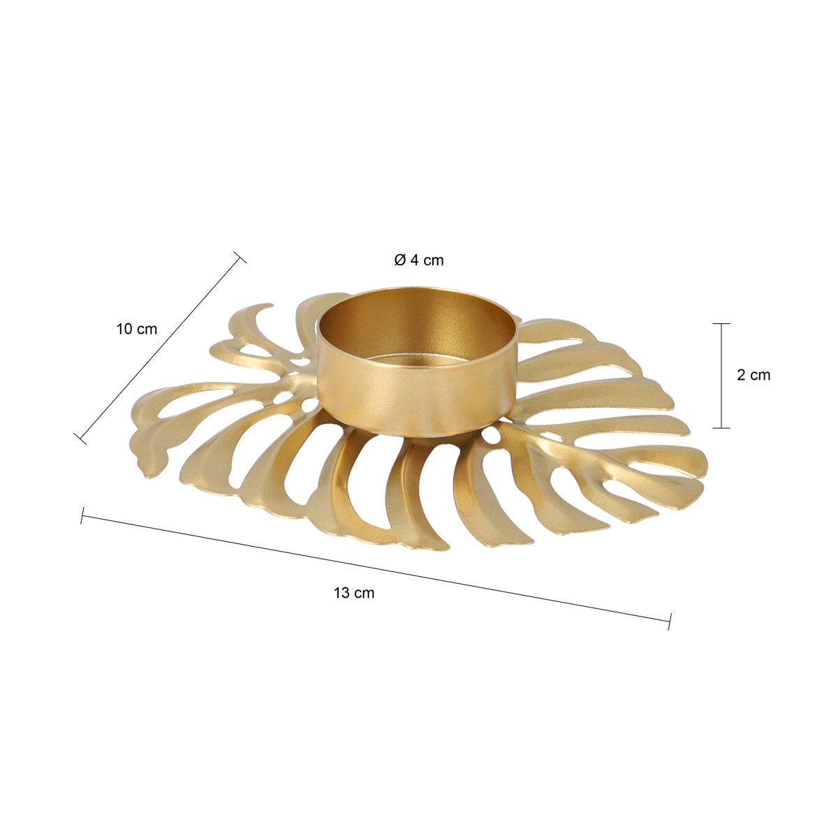 QUVIO Waxinelichthouder – Blad – 13 x 10 x 2 cm – Goud - Afbeelding 3