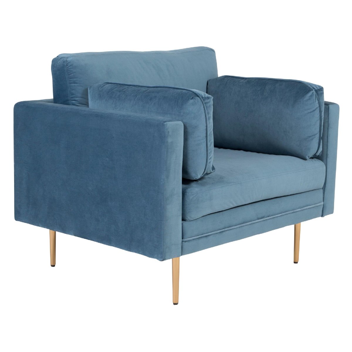 QUVIO Rochester Fauteuil – Fluweel Blauw – Elegante Accentstoel - Afbeelding 4